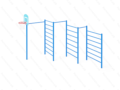 Спортивный комплекс три турника, три шведских стенки, баскетбольное кольцо 9654