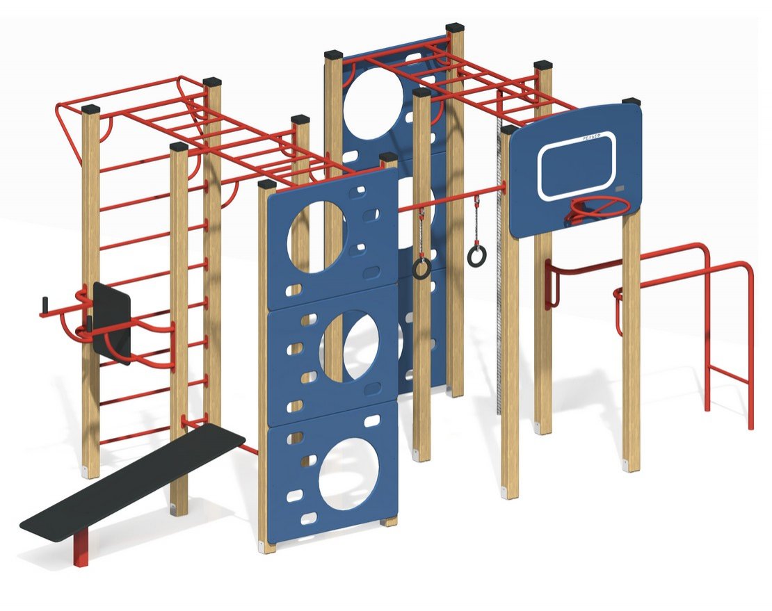 Гимнастический комплекс на деревянных столбах ГК-38