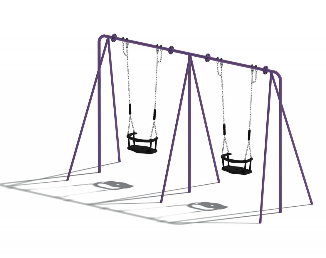 Качели двойные на металлических стойках с сиденьями со спинкой ИО 01020 - вид 2